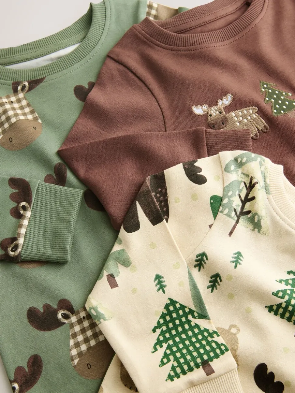 Blauwgroen/ecru Animal - Verpakking van 3 knusse pyjama's (9 mnd-8 jr)