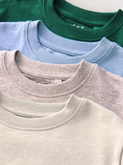 Blauw/Groen/Grijs/Kiezelkleurig - Verpakking van 4 zachte T-shirts met lange mouwen (3-16jr)