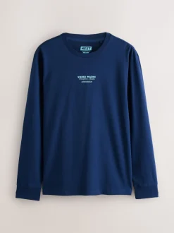 Blauw/Groen/Kiezelkleurig - Relaxed Fit Long Sleeve Graphic Multipack T-Shirt