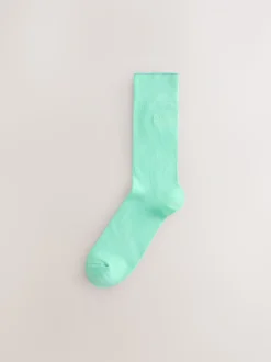Blauw/groen/paars - Verpakking van 8 - Frisblijvende sokken met borduursel