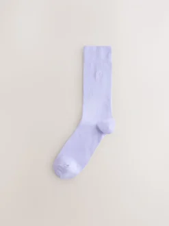 Blauw/groen/paars - Verpakking van 8 - Frisblijvende sokken met borduursel