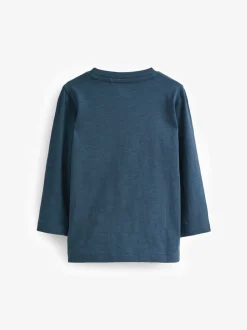 Blauw/marine - Set van 5 T-shirts met lange mouwen (3 mnd-7 jr)