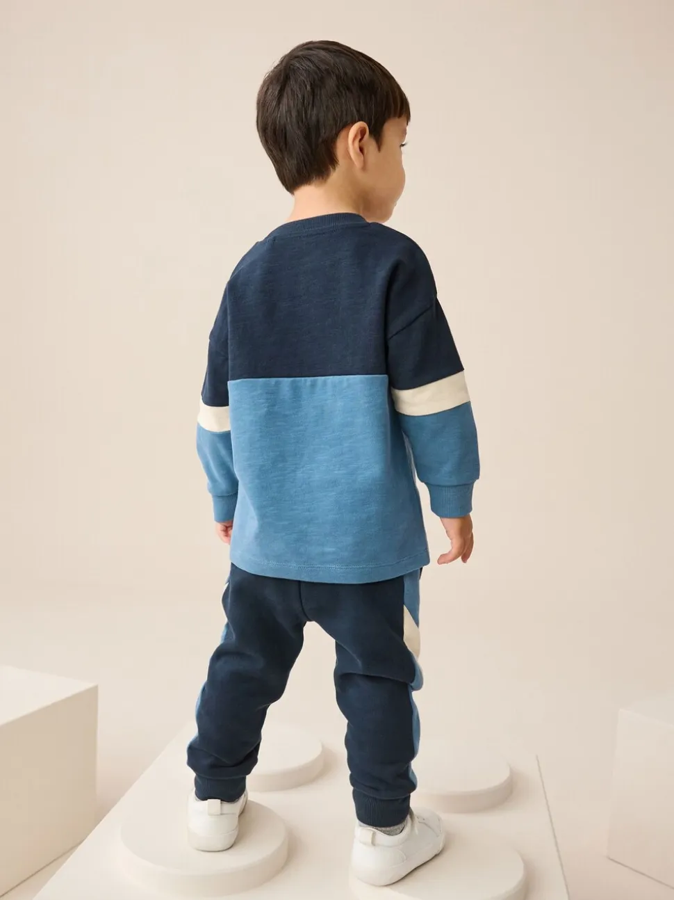 Blauw/marine - Set van zacht T-shirt met lange mouwen en joggingbroek (3mnd-7jr)