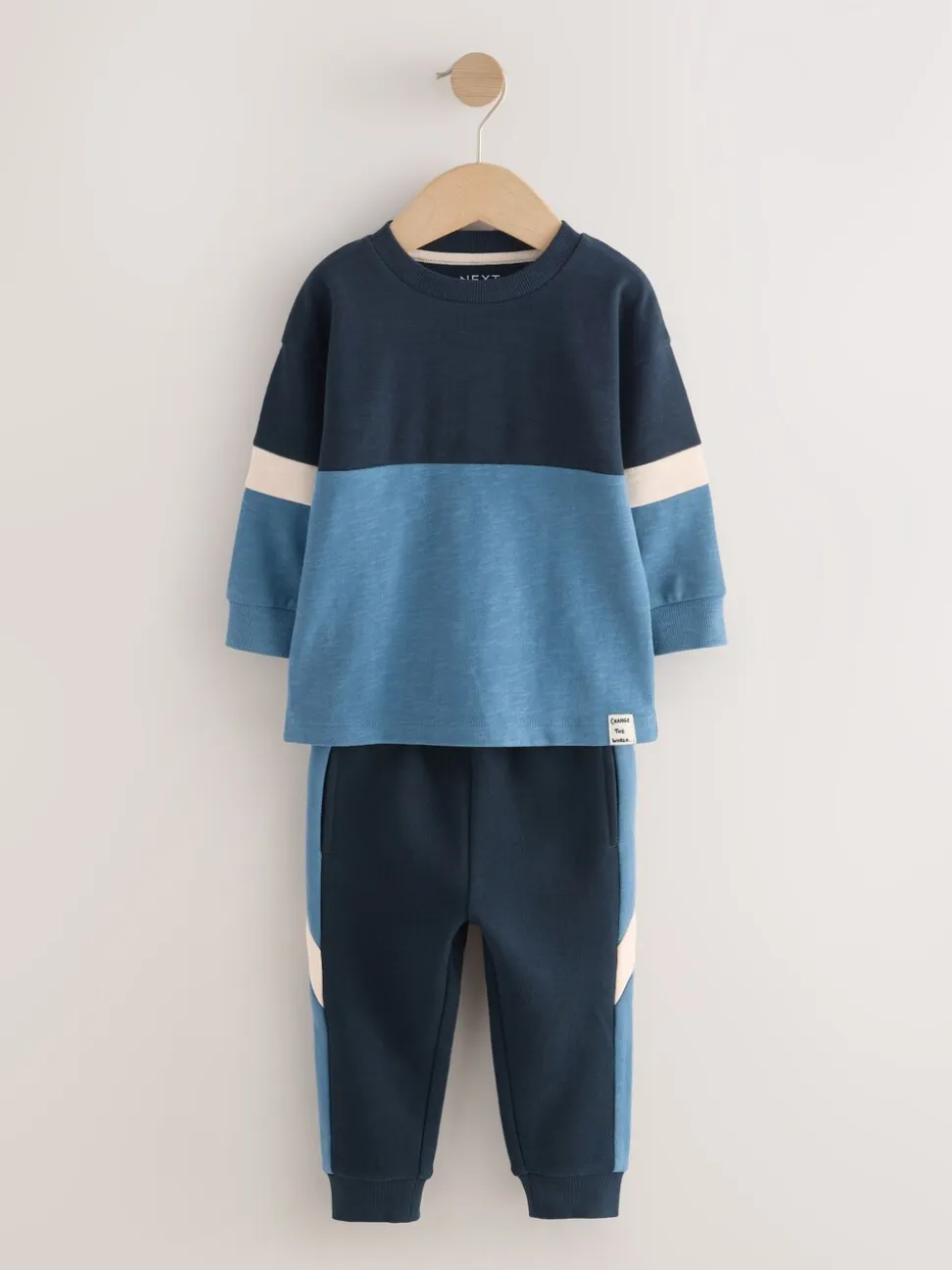 Blauw/marine - Set van zacht T-shirt met lange mouwen en joggingbroek (3mnd-7jr)