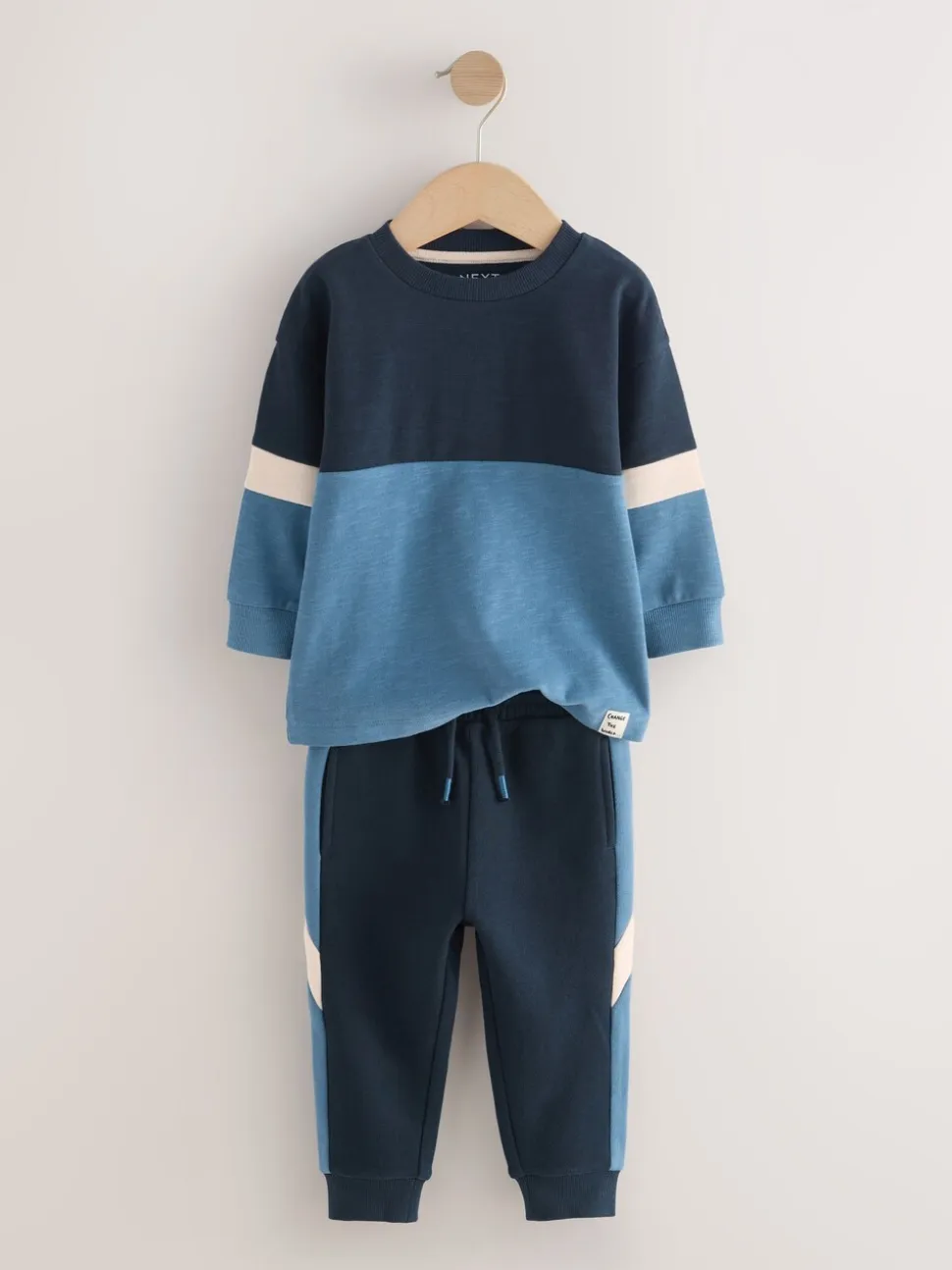 Blauw/marine - Set van zacht T-shirt met lange mouwen en joggingbroek (3mnd-7jr)