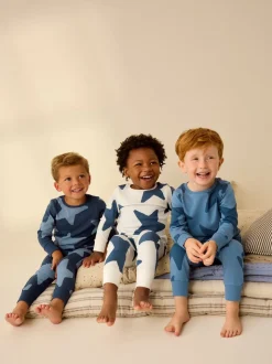 Blauw/marine - Verpakking van 3 knusse pyjama's (9 mnd-10 jr)