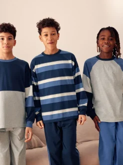 Blauw/marineblauw/grijs - Pyjama met korte pijpen 3 stuks (3-16jaar) (3-16jaar)