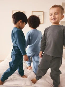 Blauw/marineblauw/grijs - Verpakking van 3 relaxed fit pyjama's (9mnd-12jr)
