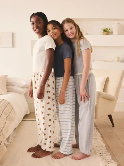 Blauw/Naturel Strepen Beer - Verpakking van 3 pyjama's met joggingbroek (3-16 jr)