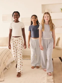 Blauw/Naturel Strepen Beer - Verpakking van 3 pyjama's met joggingbroek (3-16 jr)