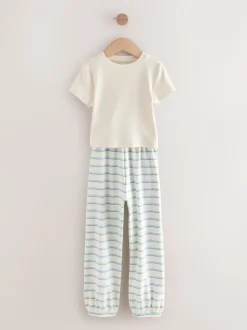 Blauw/Naturel Strepen Beer - Verpakking van 3 pyjama's met joggingbroek (3-16 jr)