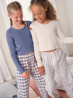 Blauw/neutraal - Set van 2 geweven pyjamabroeken (3-16jr)