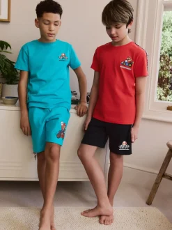 Blauw/rode Mario Kart - Korte 100% katoenen pyjama's verpakking van 2 (3 - 16 jr)