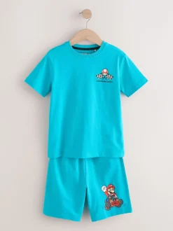 Blauw/rode Mario Kart - Korte 100% katoenen pyjama's verpakking van 2 (3 - 16 jr)