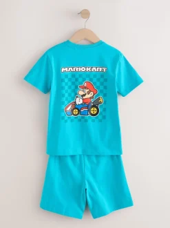 Blauw/rode Mario Kart - Korte 100% katoenen pyjama's verpakking van 2 (3 - 16 jr)