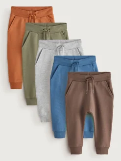 Blauw/Roestoranje/Kakigroen - Verpakking van 5 joggingbroeken (3mnd-7jr)
