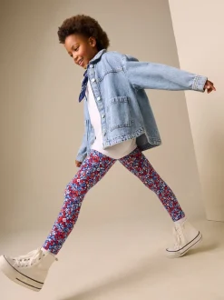 Blauw-rood gebloemd - Legging (3-16 jr)