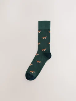 Blauw/rood met safaridieren - 8 Paar sokken met leuk patroon