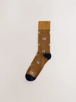Blauw/rood met safaridieren - 8 Paar sokken met leuk patroon