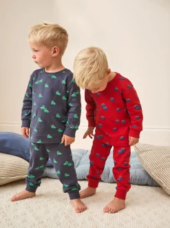 Blauw/Rood/Crème - Verpakking van 3 knusse pyjama's (9 mnd-10 jr)