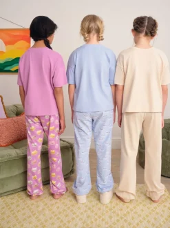 blauw/roze - Set van 3 pyjama's (3-16 jr)