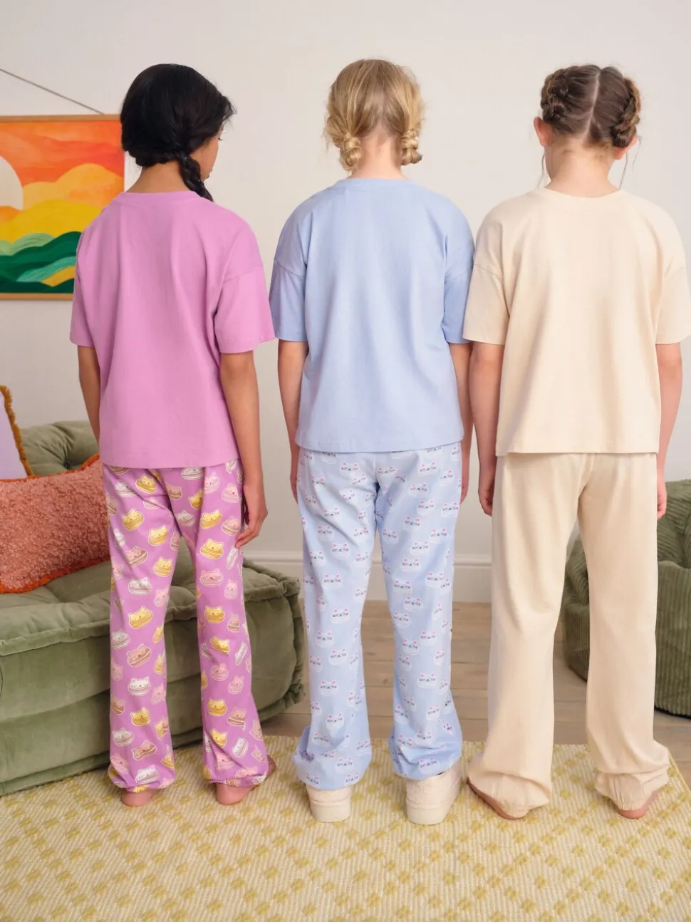 blauw/roze - Set van 3 pyjama's (3-16 jr)