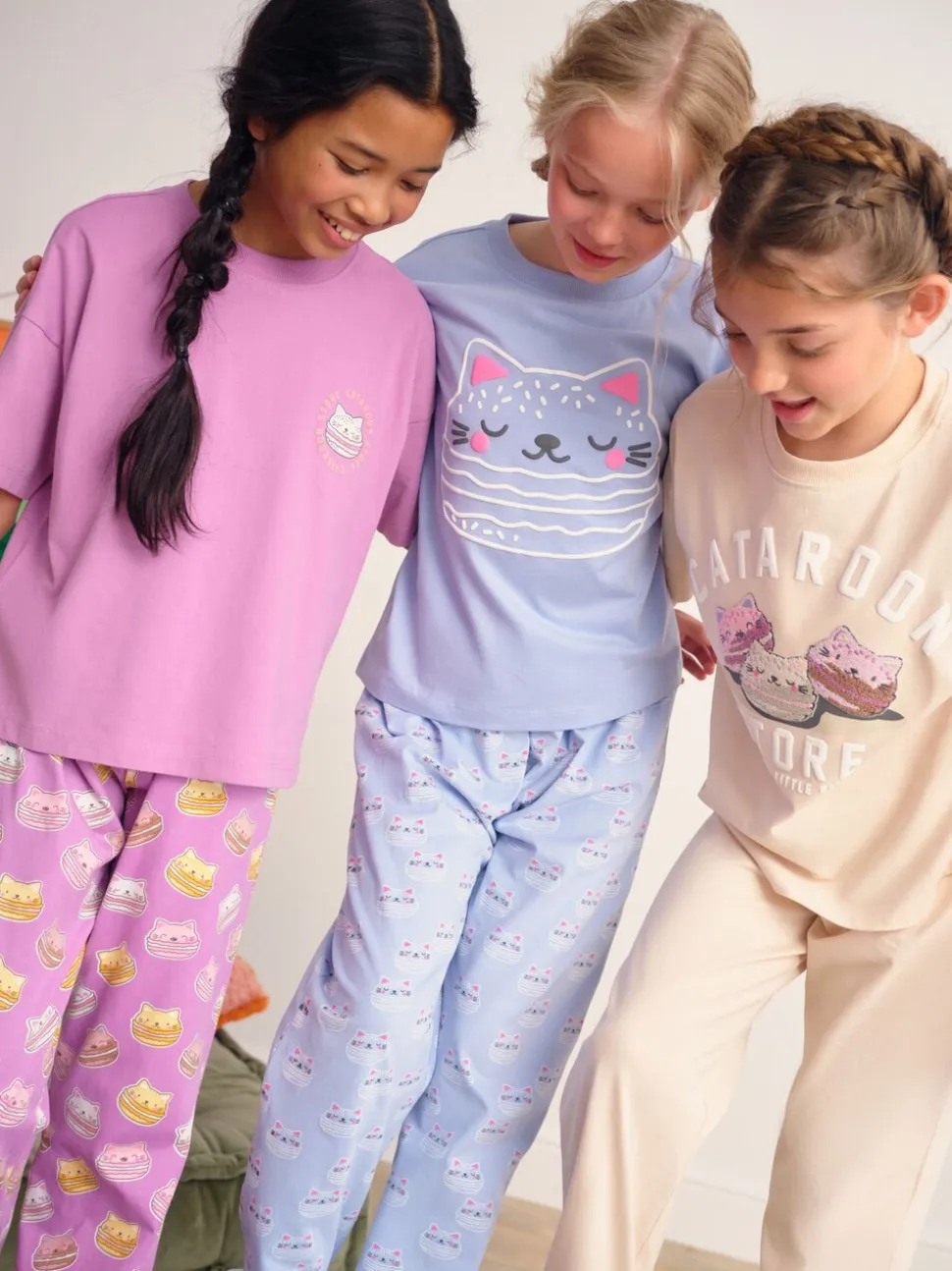 blauw/roze - Set van 3 pyjama's (3-16 jr)