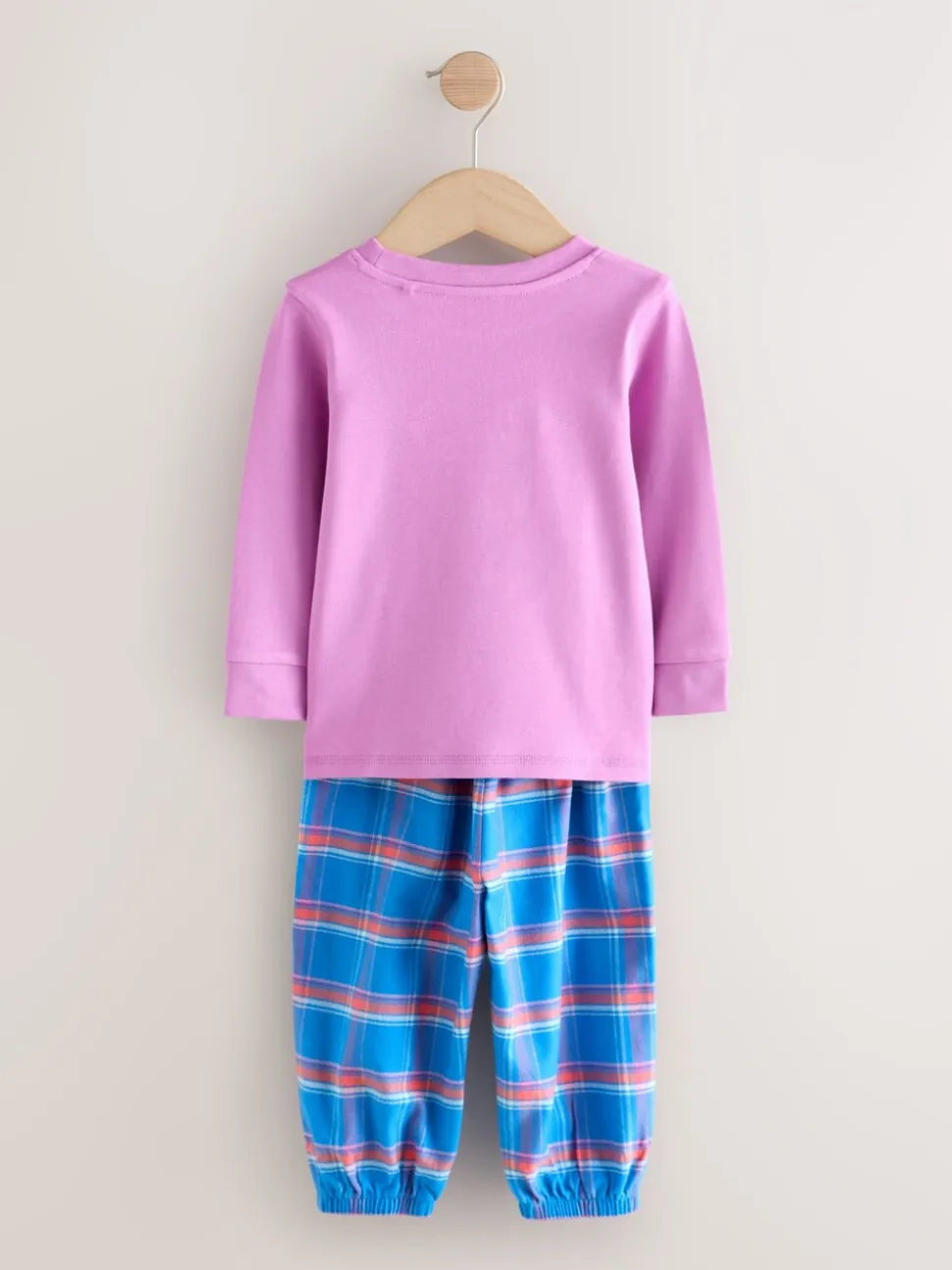 Blauw/roze met figuurtjes - Check Woven Bottoms Pyjamas 2 Pack (9mths-10yrs)