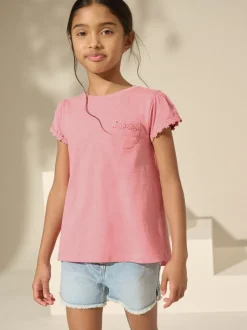 Blauw/roze/wit - Verpakking van 3 T-shirts met madeliefjesrand (1,5 - 16 jr)