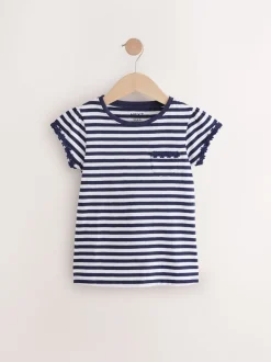 Blauw/roze/wit - Verpakking van 3 T-shirts met madeliefjesrand (1,5 - 16 jr)