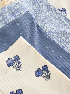Blauw/wit - Knusse geribbelde pyjama's 3 verpakking (9mnd-12jr)