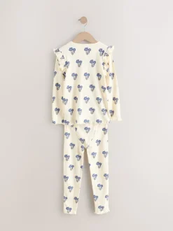 Blauw/wit - Knusse geribbelde pyjama's 3 verpakking (9mnd-12jr)