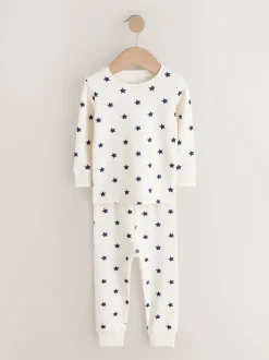 Blauw/wit - Slim Snuggle Fit Pyjamas 3 Pack (9mths-10yrs)