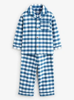 Blauw-wit geruit - Pyjama met knopen (9 mnd - 10 jr)