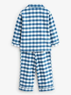 Blauw-wit geruit - Pyjama met knopen (9 mnd - 10 jr)