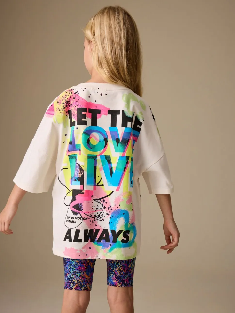 Blauw/wit met graffitiprint - T-Shirt and Cycle Shorts Set (3-16yrs)