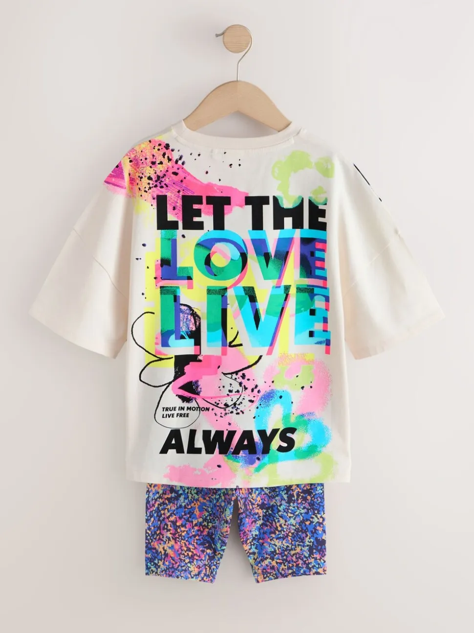Blauw/wit met graffitiprint - T-Shirt and Cycle Shorts Set (3-16yrs)