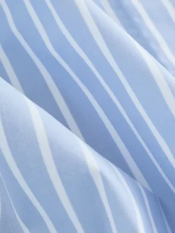 Blauw/witte streep - Fitted Stretch Essential Long Sleeve Shirt