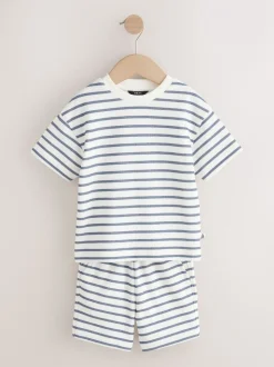 Blauw/witte streep - Short Sleeve T-Shirt and Shorts Set 2 Pack (3mths-7yrs)