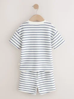 Blauw/witte streep - Short Sleeve T-Shirt and Shorts Set 2 Pack (3mths-7yrs)