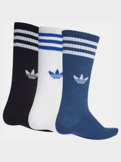 Blauw/Zwart - adidas originals 3 -Stripe High Crew Socks 3 Pack