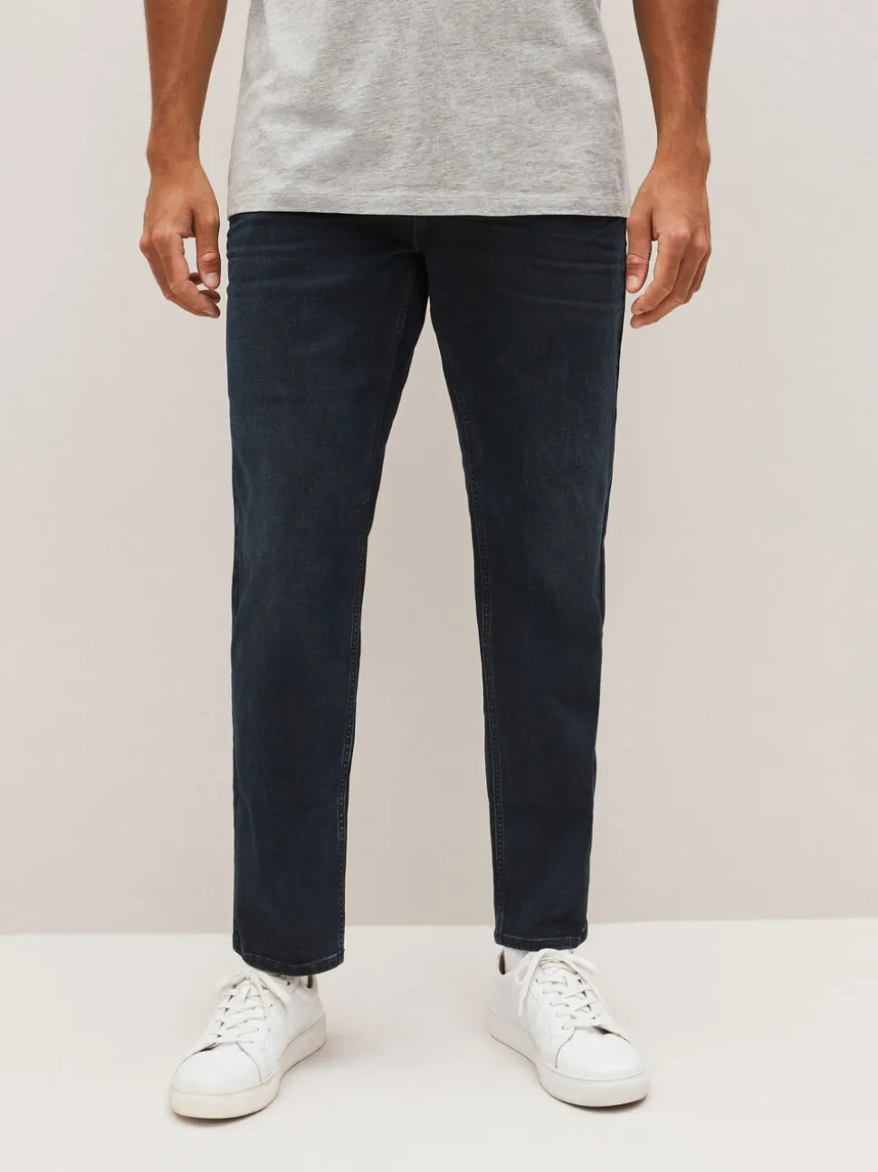 Blauw-zwart - Rechte, klassieke jeans met stretch