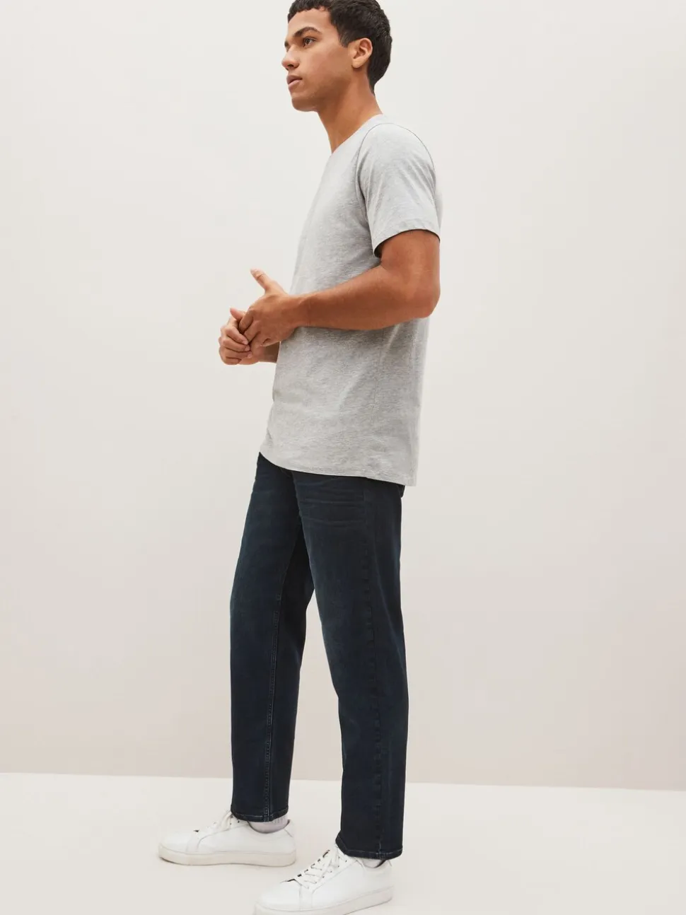Blauw-zwart - Rechte, klassieke jeans met stretch