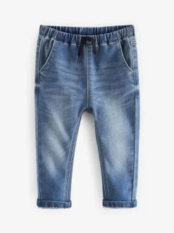 Blauw-zwart denim - Set van 2 superzachte jeans met stretch en elastische taille (3mnd-7jr)