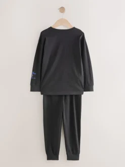 Blauw/zwart met voetbal - Verpakking van 2 pyjama's met lange mouwen (3-16 jr)
