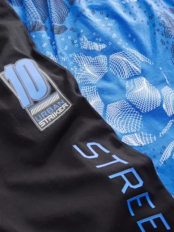 Blauw/zwart met voetbal - Verpakking van 2 pyjama's met lange mouwen (3-16 jr)
