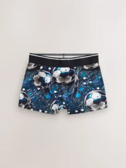 Blauw/zwart met voetbalprint - Verpakking van 5 boxers (2-16jr)