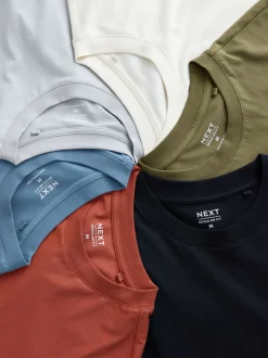 Blauw/zwart/oranje/groen/grijs/ecru wit - Normale Pasvorm - Essential katoenen T-shirts verpakking van 6