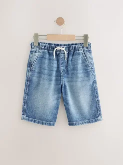 Bleek/middenblauw - Bermuda denim shorts met elastische taille verpakking van 2 (3 - 16 jr)
