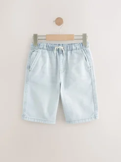Bleek/middenblauw - Bermuda denim shorts met elastische taille verpakking van 2 (3 - 16 jr)